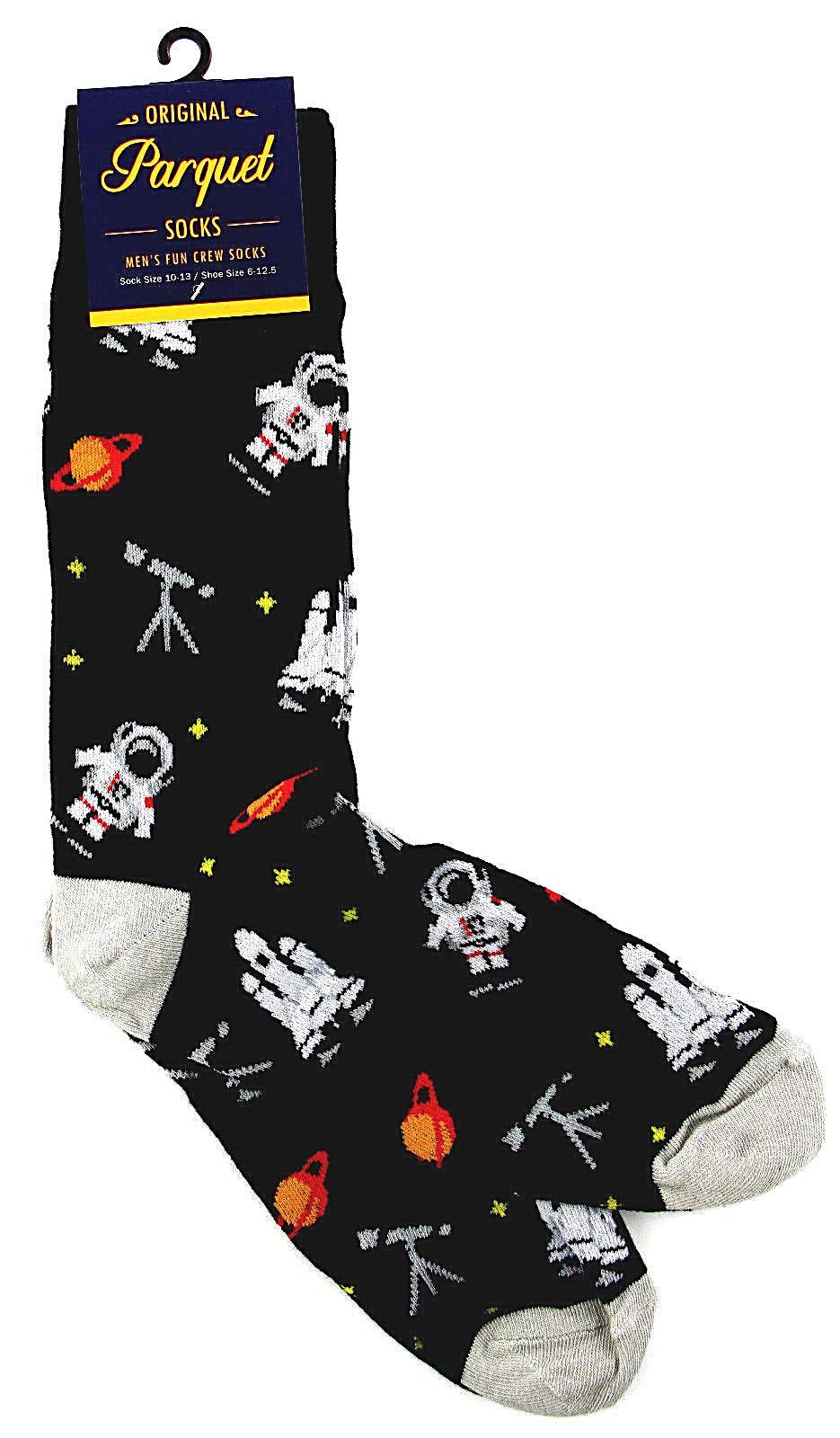 Men's Astronaut & Space Shuttle Planets Novelty Crew Socks - Fun Space-Themed Dress Socks for Cosplay, Gifts & Everyday Wear