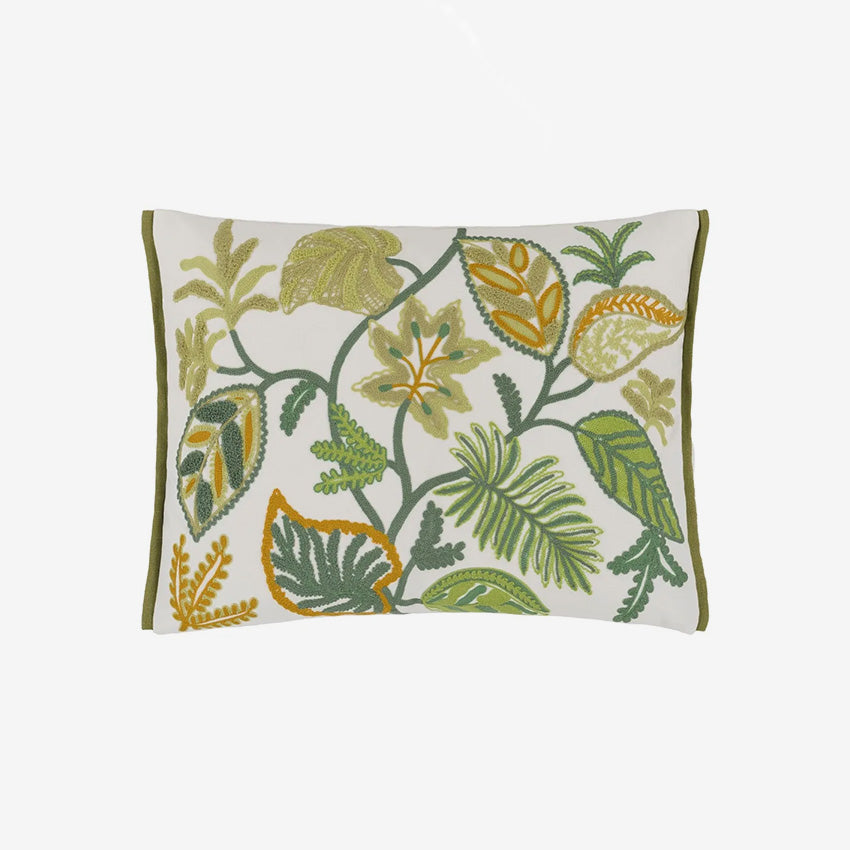Christian Lacroix Embroidered Moss Green Decorative Throw Pillow Cover - Luxury Home Decor for Sofa, Bedroom & Living Room