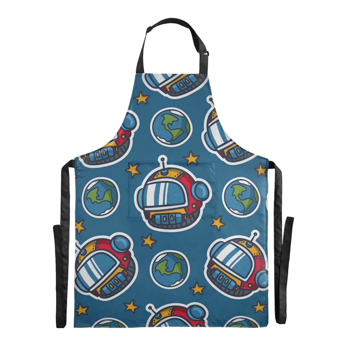 **Funny Galaxy Print Waterproof Bib Apron for Adults - Adjustable Straps & Large Pocket - Perfect for Restaurant, Salon, Cafe, Kitchen, BBQ, Baking & Cooking - Ideal Gift for Stepdad**