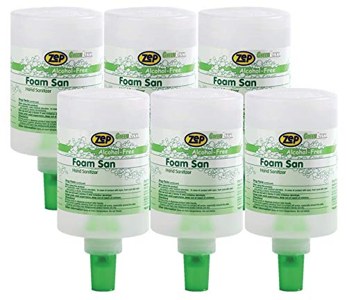 Zep Alcohol-Free Foaming Hand Sanitizer Refill - 1 Liter (Case of 6) | Gentle Skin Cleanser for Hospitals, Schools & Offices | 88009