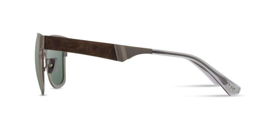 Shwood Canby Metal Sunglasses - Gun Metal/Elm Burl Frame with G15 Lens | Polarized UV Protection for Outdoor Activities, Driving & Fashion