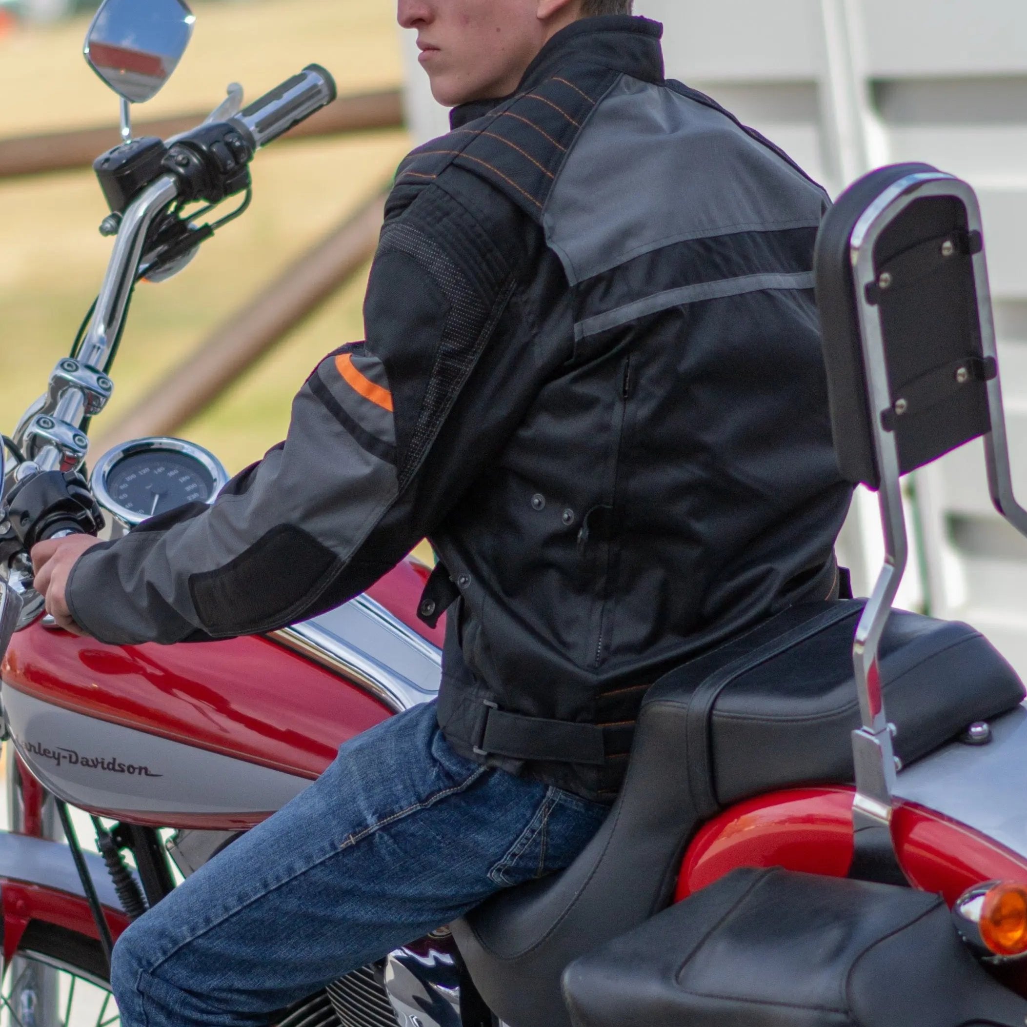Open Road Men's Armored Textile Motorcycle Jacket - CE Certified Protective Gear for Safe Riding - Perfect for Commuting & Adventure Tours