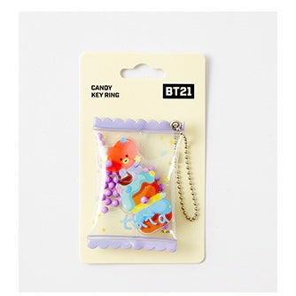 BT21 Candy Key Ring - Tata Character Cute Keychain for BTS Fans - Perfect for Backpacks, Gifts, and K-Pop Merchandise Collections