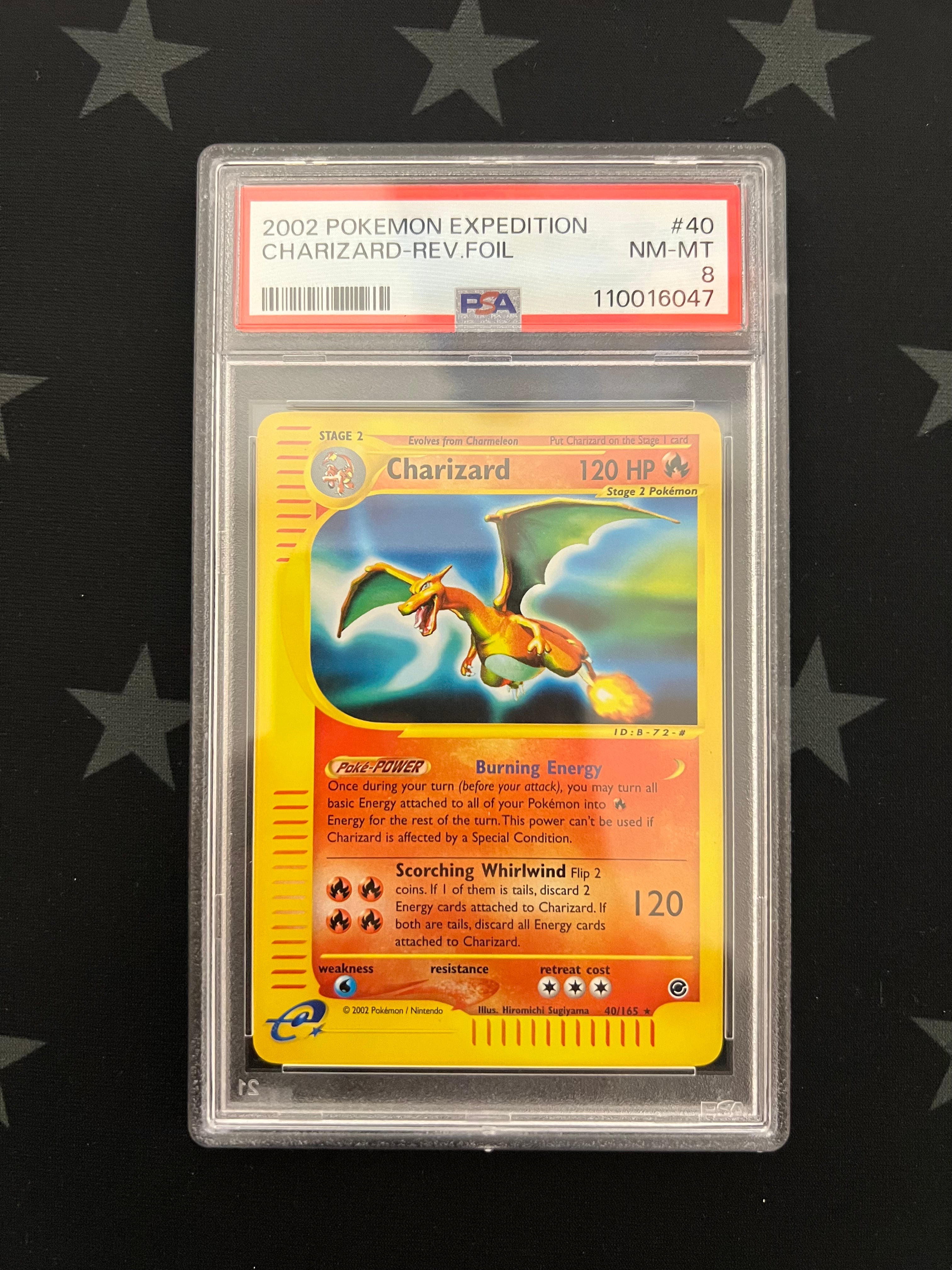 2002 Expedition Charizard 40/165 PSA 8 Graded Pokemon Card - Rare Collectible for Trading, Gaming & Display