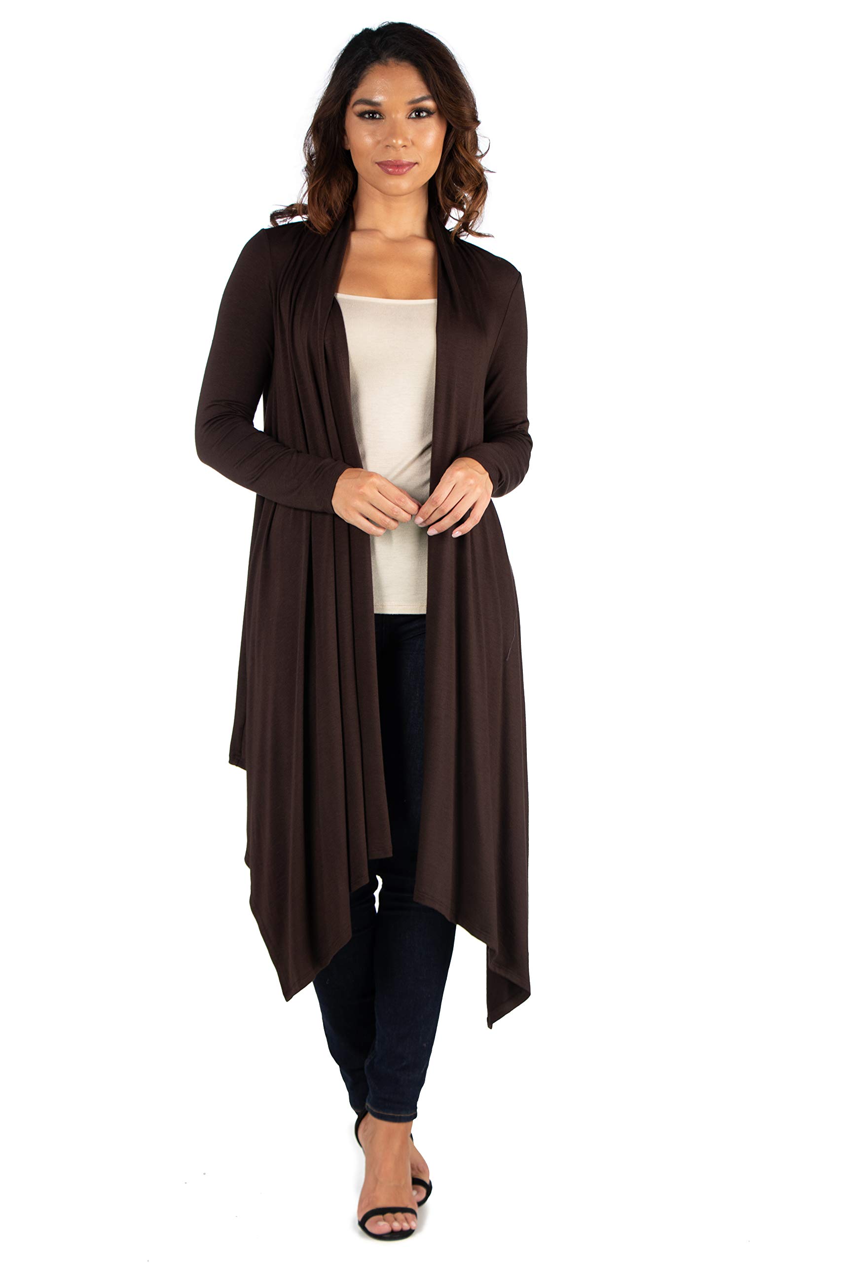24Seven Comfort Apparel Extra Long Open Front Cardigan for Women - Soft Knit Wrap Sweater | Perfect for Office, Lounge & Travel