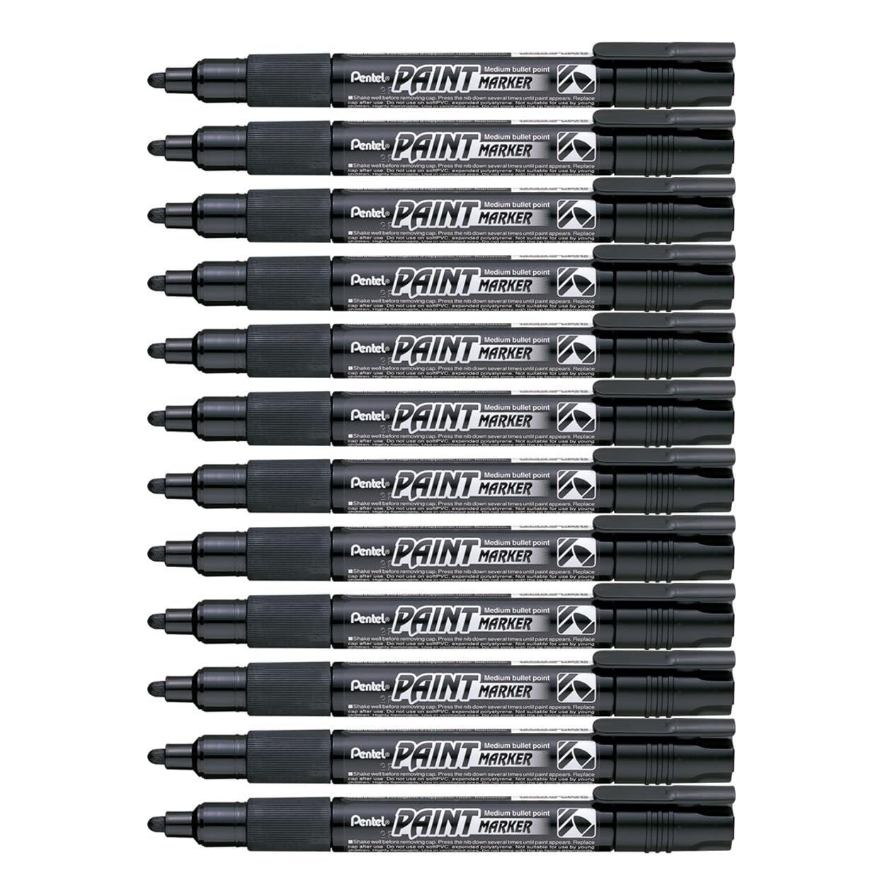 Pentel 4.0mm Bullet Tip Permanent Paint Marker - Vivid Black Ink for Artists, DIY Crafts & Industrial Labeling - Cellulose-Based Paint for Wood, Metal, Glass & Plastic Surfaces