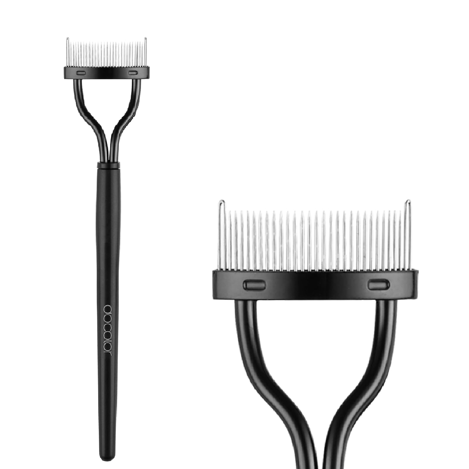 Docolor Eyelash Comb & Separator Tool - Black Arc-Designed Mascara Applicator Brush with Cover | Perfect for Lash Extension, False Eyelash Application & Makeup Routine