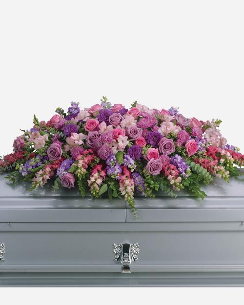 Lavender Tribute Casket Spray - Elegant Funeral Floral Arrangement for Memorial Services & Sympathy Decor