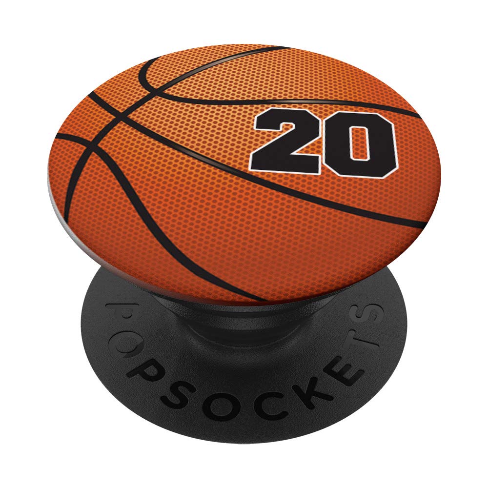 Basketball Fan #20 Jersey No. 20 PopSockets PopGrip: Swappable Phone & Tablet Grip for Sports Enthusiasts, Perfect for Game Day & Everyday Use