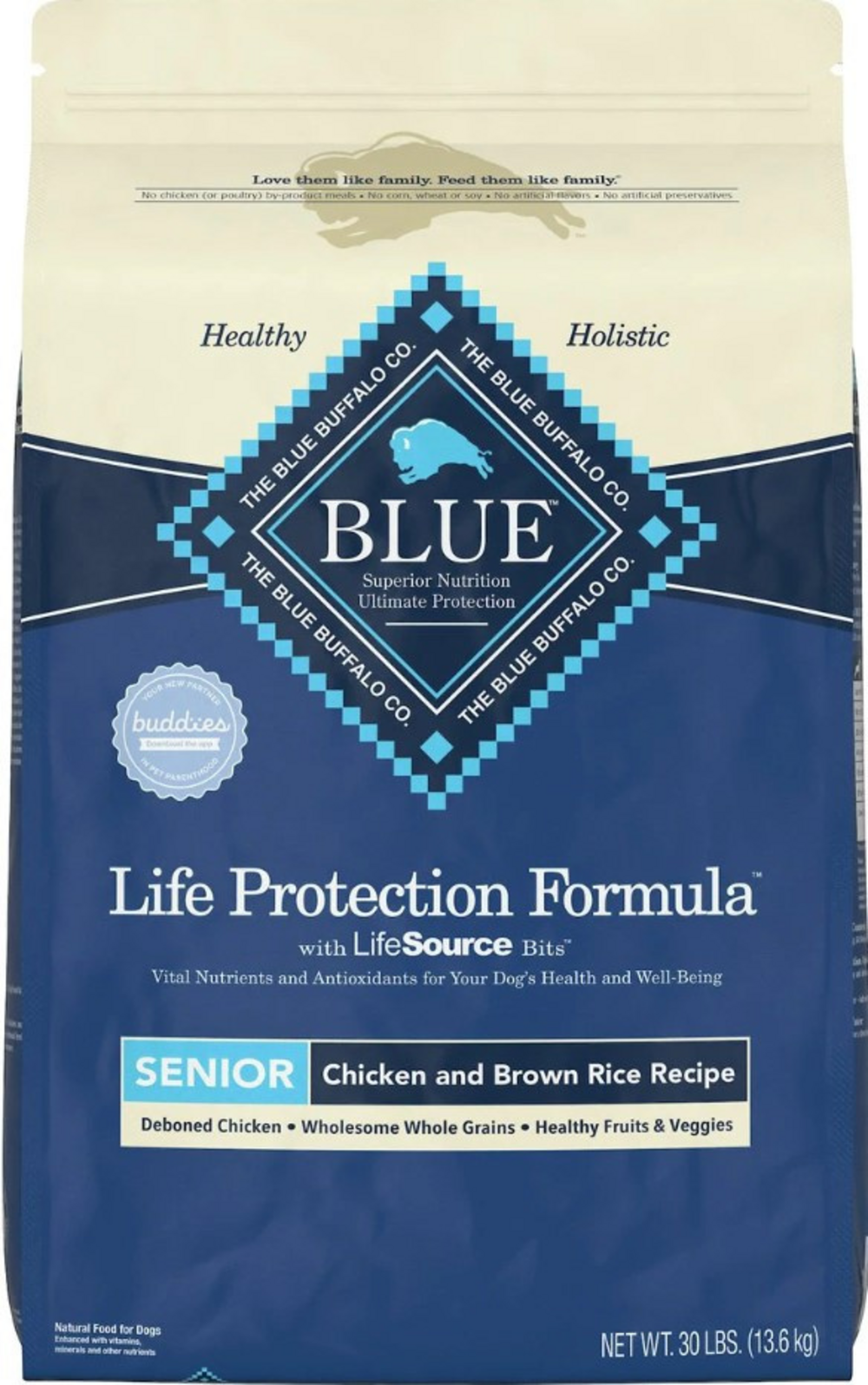 Blue Buffalo Life Protection Formula Senior Dry Dog Food - Chicken & Brown Rice Recipe for Aging Dogs | Supports Joint Health & Immune System | Ideal for Senior Dogs at Home or Travel