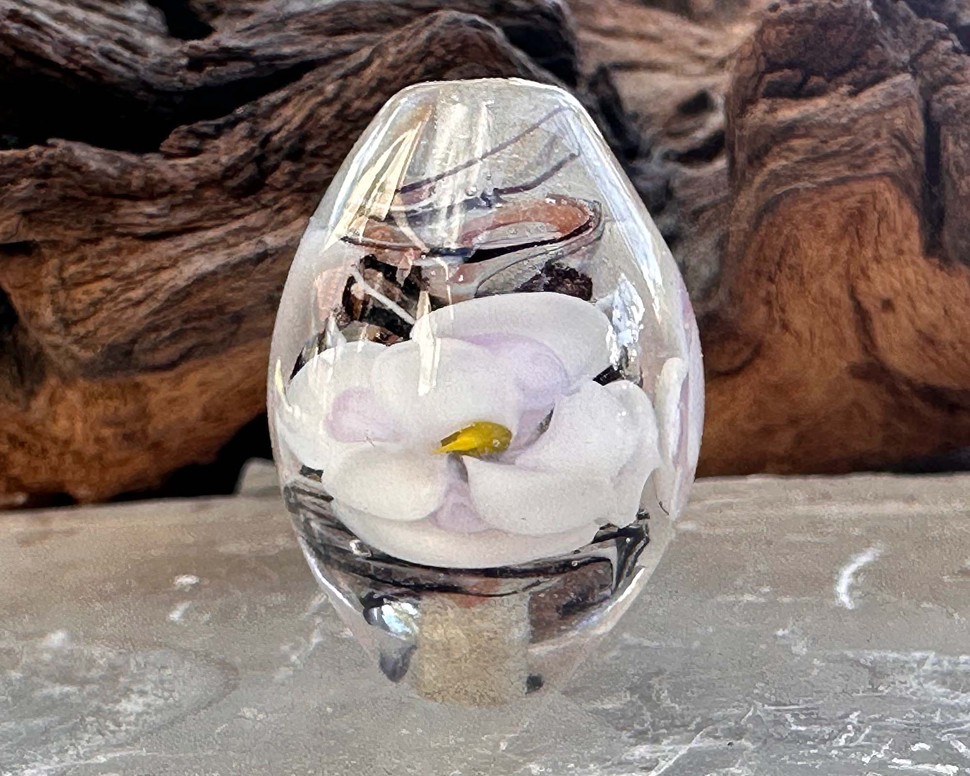 White Floral Shimmer Lampwork Focal Bead SRA - Handmade Glass Bead for Jewelry Making, DIY Crafts & Beading Projects - Perfect for Necklaces, Bracelets & Earrings