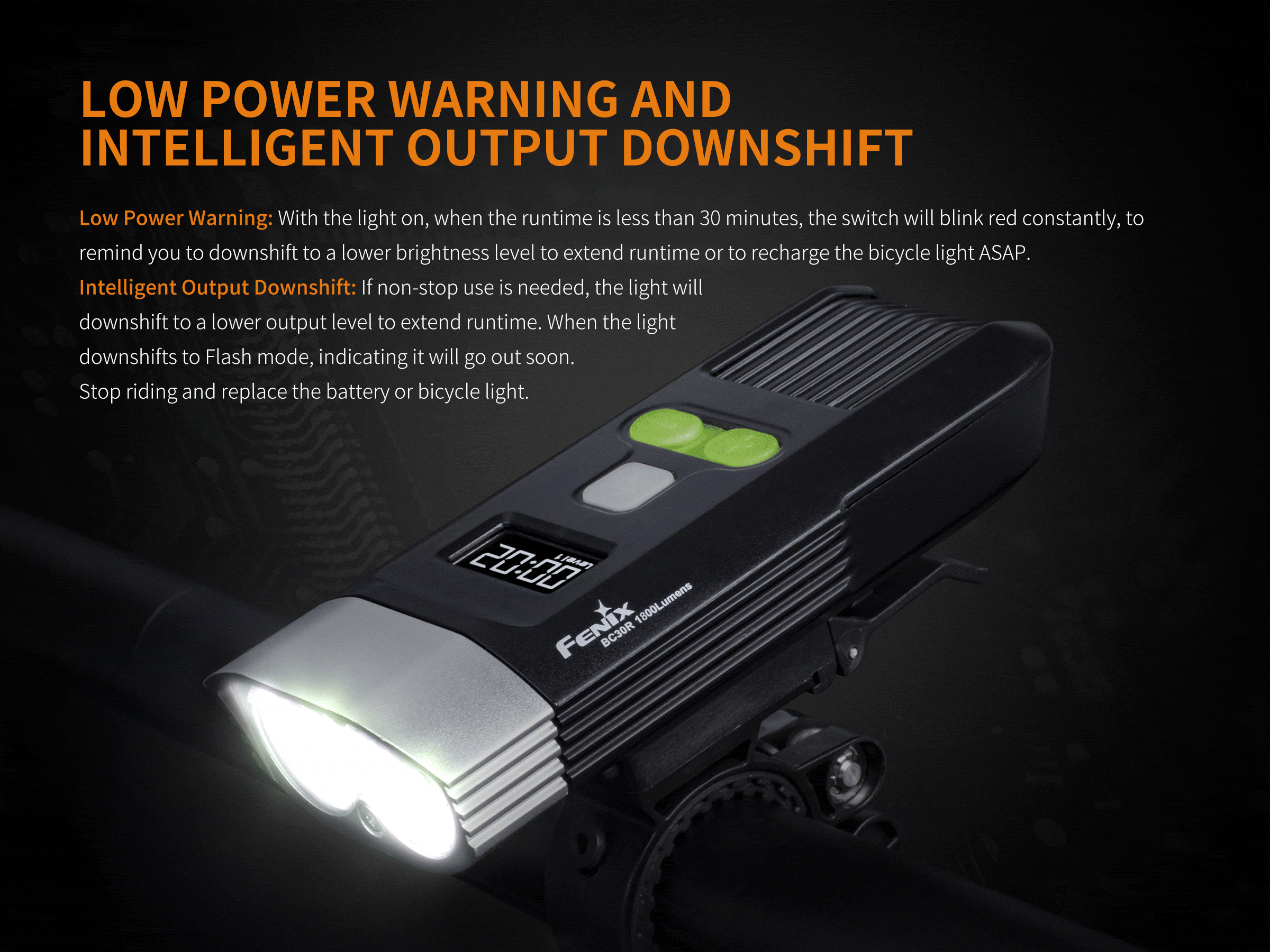 Fenix BC30R USB Rechargeable Bike Light - 1600 Lumens, Waterproof Cycling Headlight for Night Riding, Mountain Biking & Commuting - DISCONTINUED