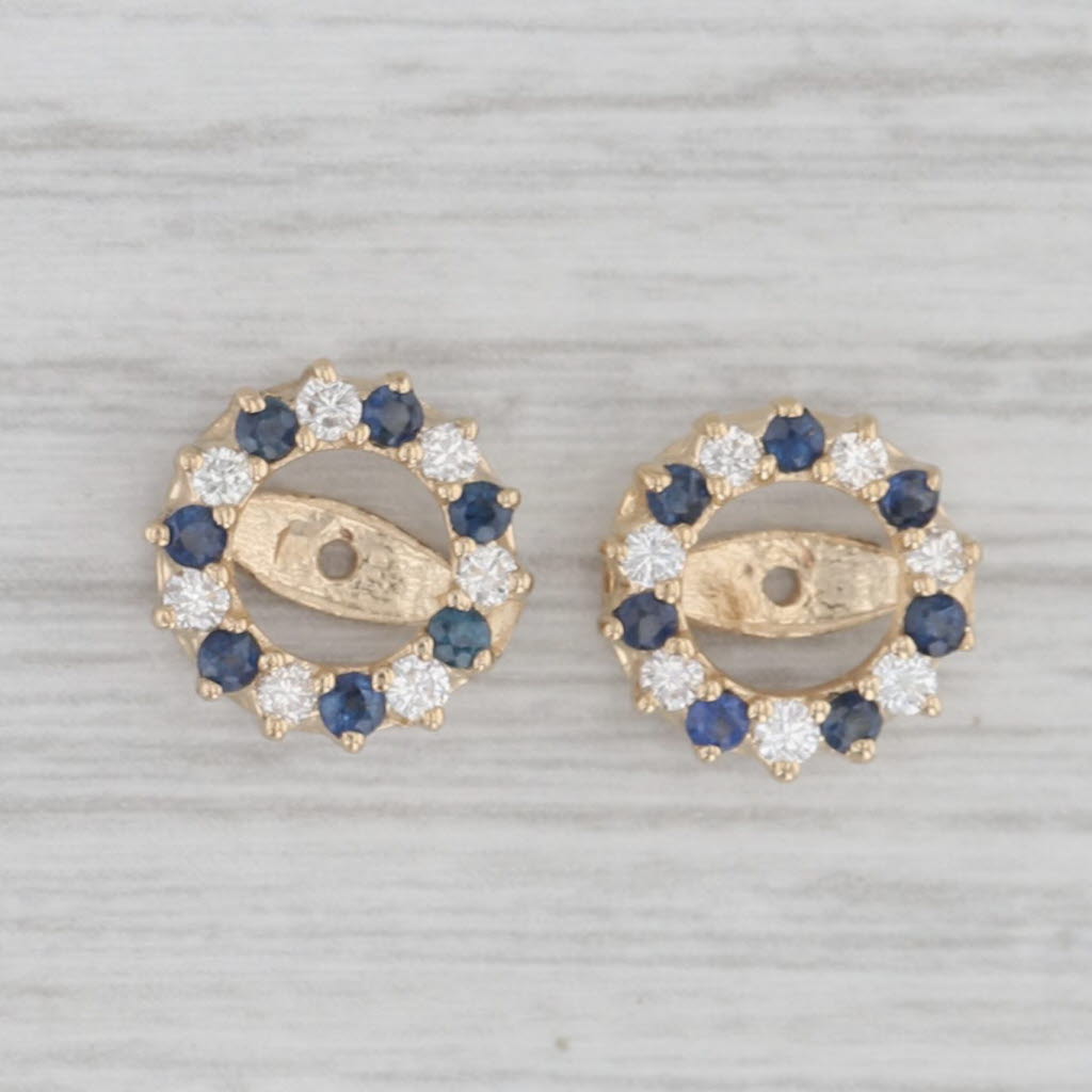 0.40ctw Natural Sapphire & Diamond Halo Earring Enhancers in 14k Yellow Gold - Perfect for Weddings, Anniversaries & Special Occasions