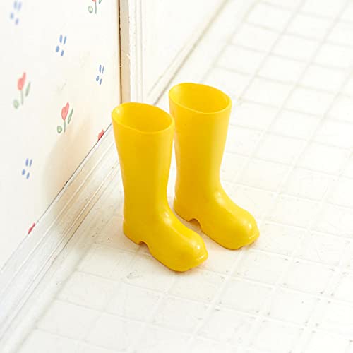 Miniature Yellow Rain Boots for Dollhouse - 1:12 Scale Tiny Shoe Accessories - Perfect for DIY Dollhouse Decor, Fairy Garden, and Miniature Crafts