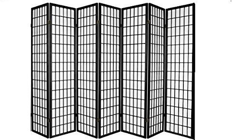 7-Panel Room Divider Screen - Black Folding Privacy Partition by SQUARE FURNITURE | Perfect for Home Office, Bedroom Separation, and Studio Space Dividers