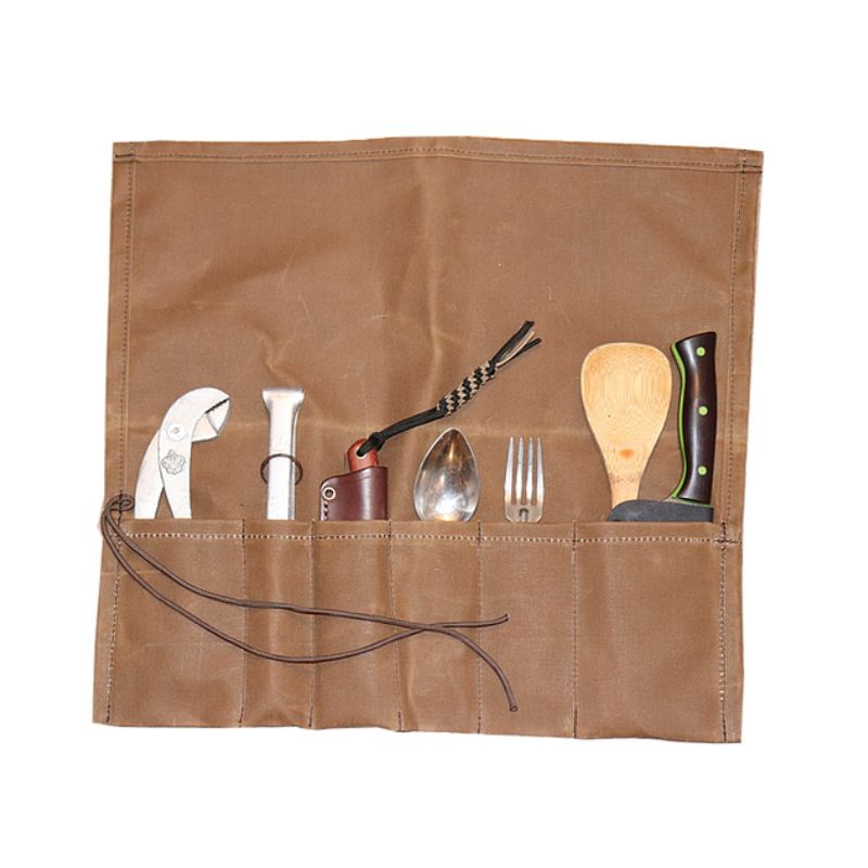 Campcraft Outdoors Bushcraft Tool Roll - Durable Waxed Canvas Organizer for Survival Knives & Outdoor Gear - Perfect for Camping, Hiking & Bushcraft Adventures
