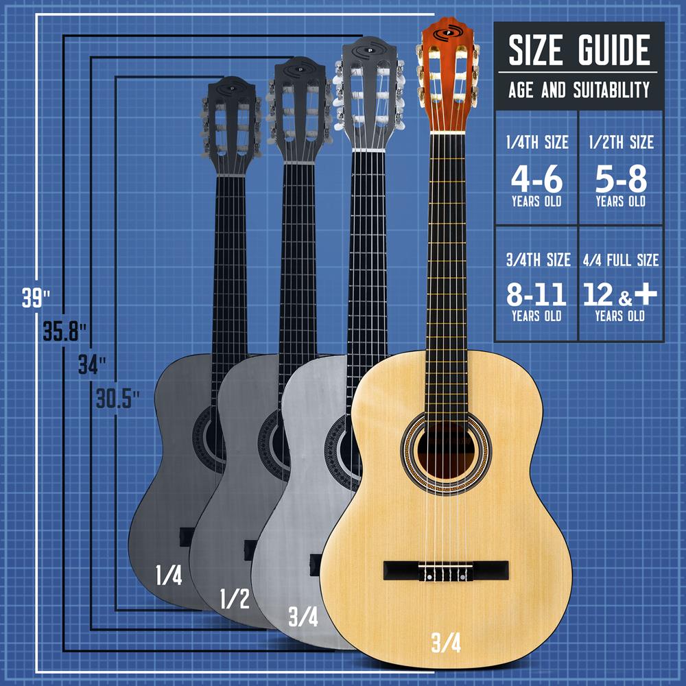 Complete Classic Acoustic Guitar Kit for Beginners - Full Size 6-String Guitar with Tuner, Strap, Picks & Case - Perfect for Learning, Practice & Home Performances