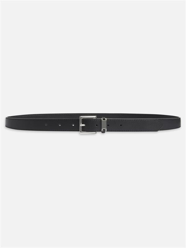 Premium Genuine Leather Square Buckle Belt for Men - Classic Black Dress Belt - Perfect for Office, Business Attire & Formal Occasions