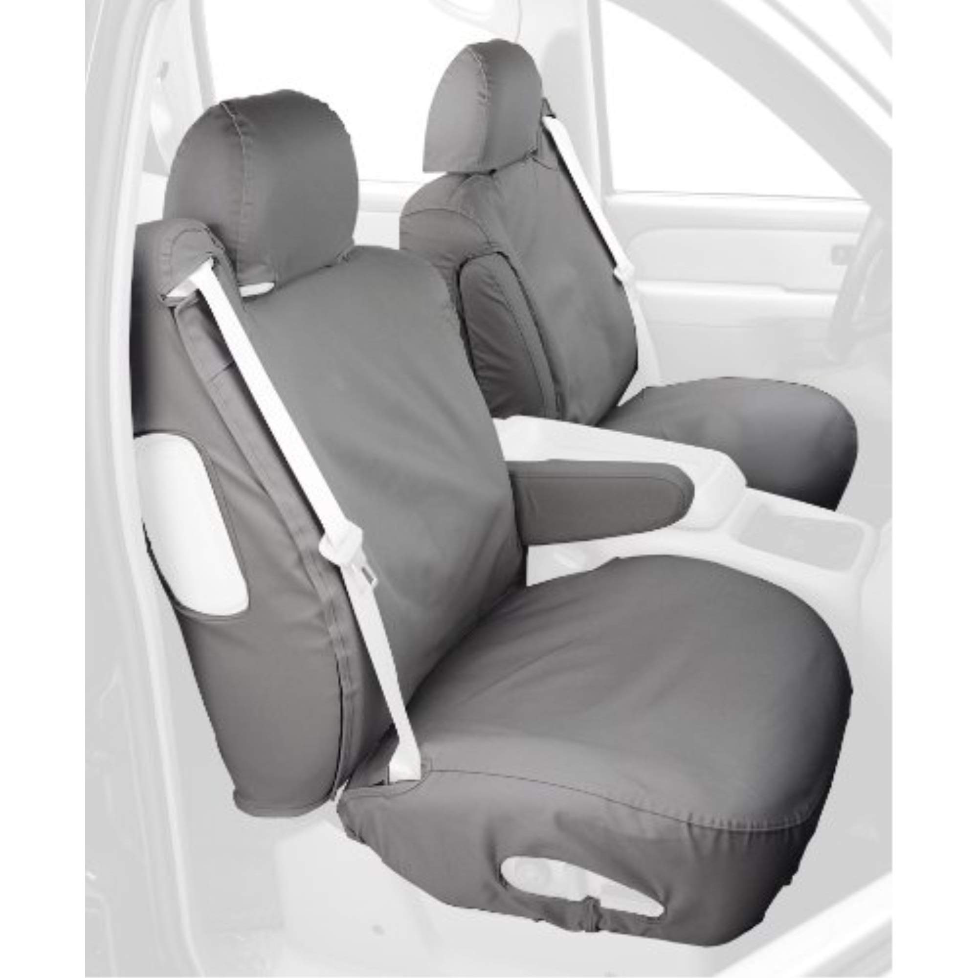 Covercraft SS2360PCGY Custom-Fit Polycotton Seat Covers for Front Bucket Seats - Durable Grey Fabric for Cars, Trucks & SUVs | Perfect for Daily Commute, Road Trips & Pet Protection