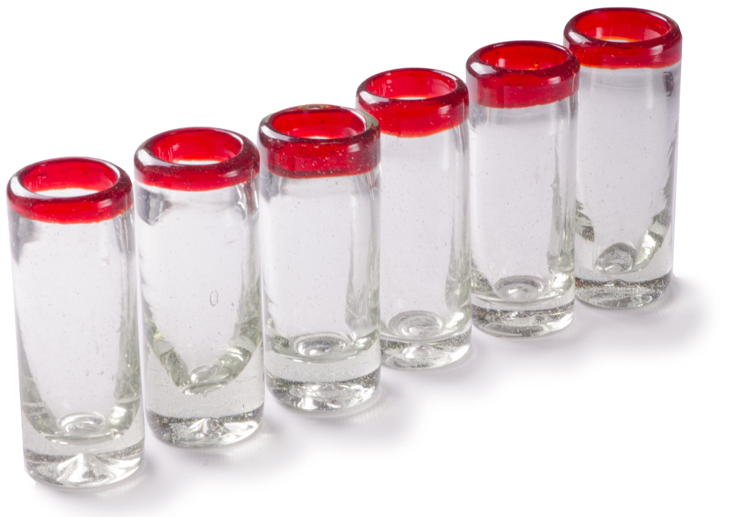 Premium 2 oz Red Rim Shot Glasses - Set of 6 for Tequila, Whiskey & Party Cocktails - Durable Barware for Home & Professional Use