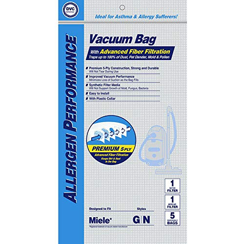 DVC Meile Type GN 7189520 HEPA Vacuum Cleaner Bags - 20 Pack | Genuine OEM Replacement | Made in USA | Compatible with Miele Vacuum Cleaners | Perfect for Allergy Sufferers & Pet Owners