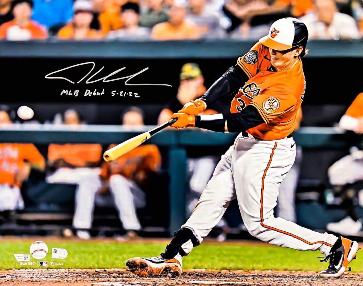 Adley Rutschman Autographed 16x20 Baltimore Orioles Photo - MLB Debut 5/21/22 - Fanatics Certified - Perfect for Baseball Memorabilia Collection & Man Cave Decor