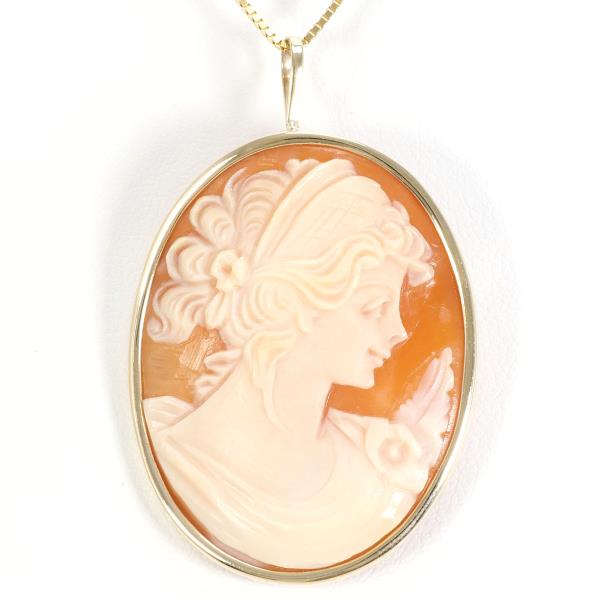 14K Yellow Gold Shell Cameo Necklace & Brooch - Vintage Elegance for Women, Perfect Gift for Weddings, Anniversaries & Special Occasions