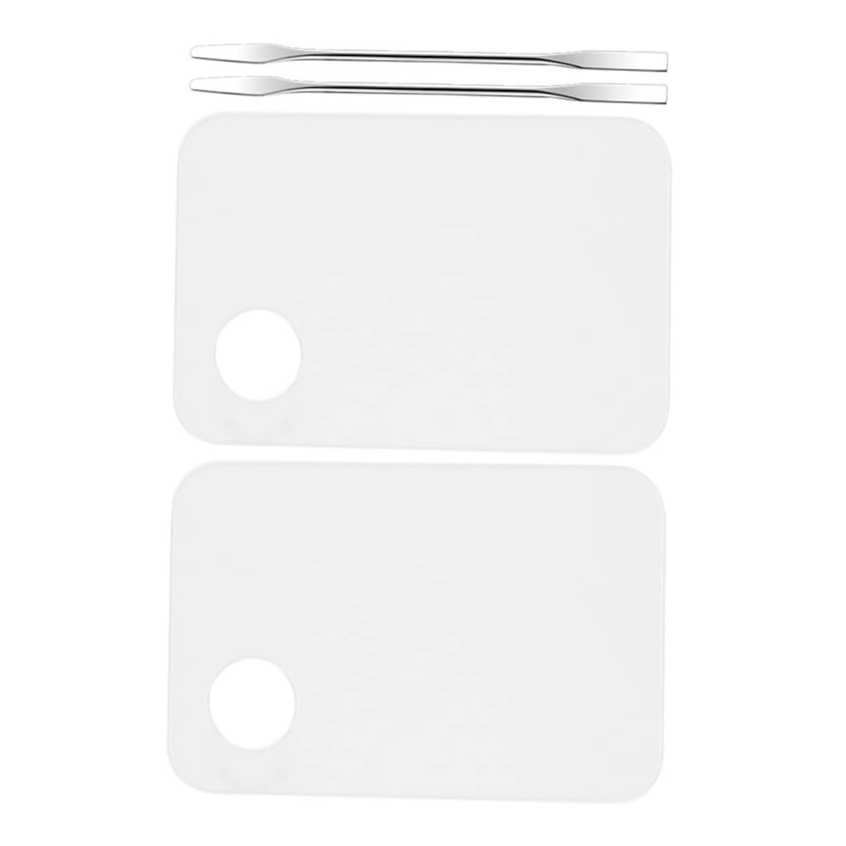 Beavorty 2-Piece Acrylic Makeup Palette Set - White Paint Lash Tray & Foundation Mixing Plate for Professional Cosmetic Artists | Pigment Mixing Tool for Eyeshadow, Foundation & Lash Application | Perfect for Salon, Makeup Studio & Home Use