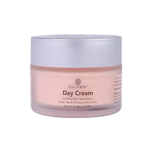 Ayuveer Shea Butter Day Cream with Green Tea & Pomegranate - Hydrating & Nourishing Moisturizer for All Skin Types | 50g | Perfect for Dry Skin & Daily Skincare Routine