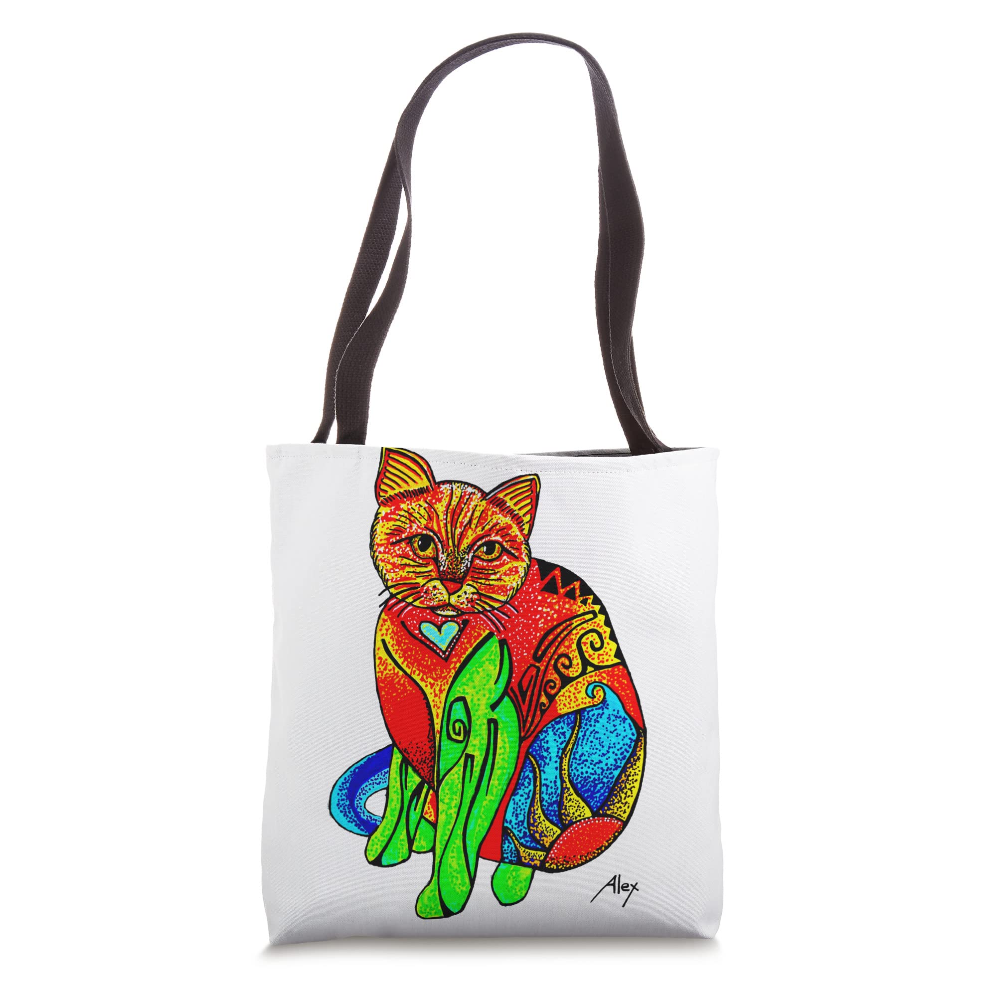 Heart Cat Tote Bag - Cute Cat Lovers Shoulder Bag for Women, Durable Canvas Shopping Tote with Pockets - Perfect for Grocery Shopping, Beach Trips & Daily Use