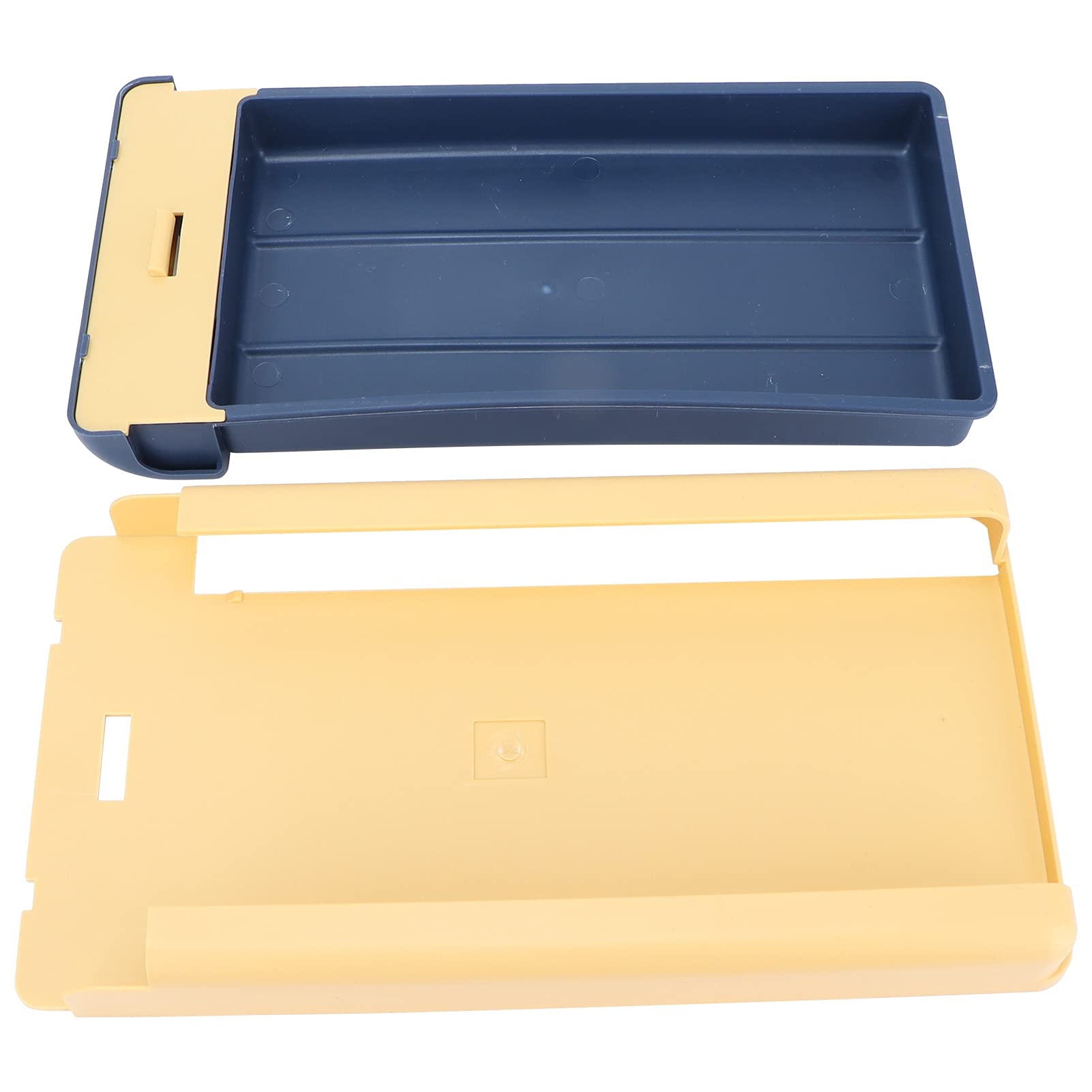 Under Desk Drawer Organizer Set - Mini Plastic Storage Drawers for Office, School & Bedroom - Hidden Desk Accessories for Pencils, Supplies & Stationery (Blue & Yellow) - Perfect for Clutter-Free Workspaces & Home Organization