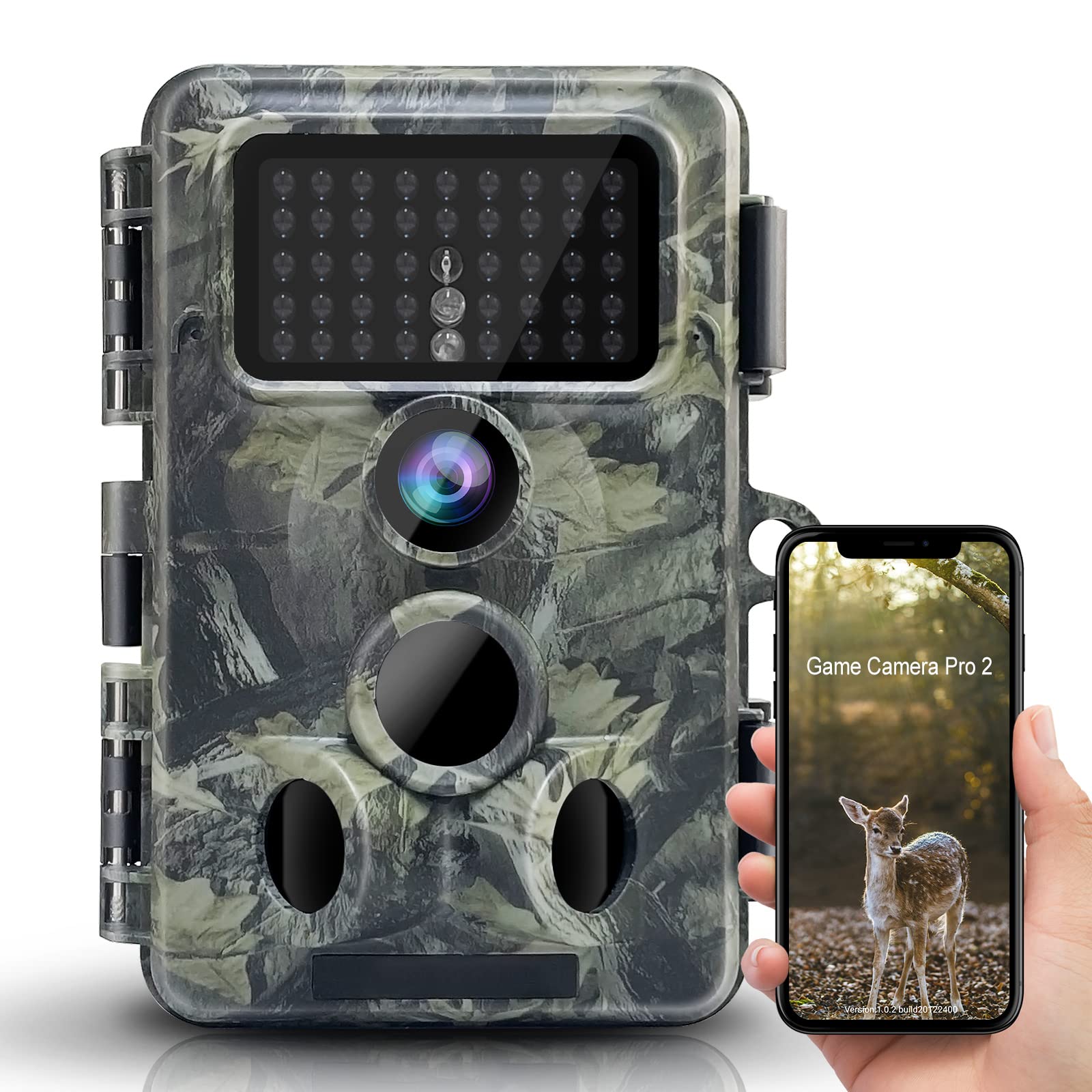 **4K 30MP WiFi Trail Camera with Bluetooth - Send Pictures to Phone, No Glow Night Vision, 120° Detection, 0.2s Trigger, IP66 Waterproof - Perfect for Hunting, Wildlife Monitoring & Outdoor Security**