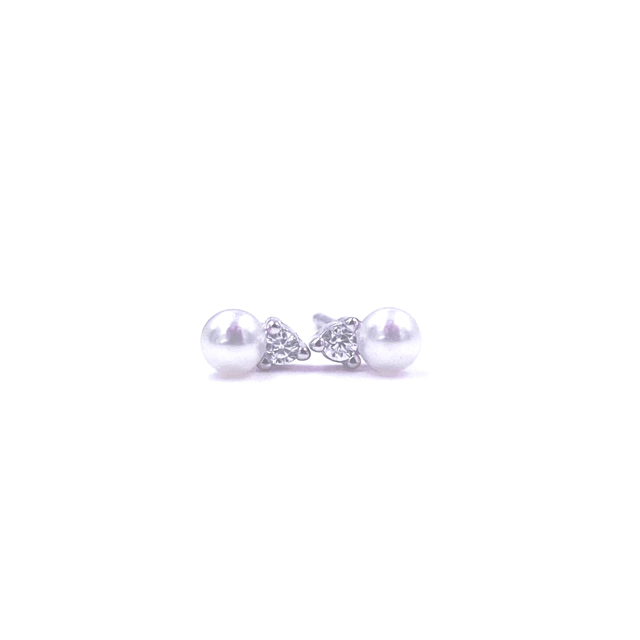 Ashley Gold Sterling Silver Mini CZ & Pearl Stud Earrings - Elegant Jewelry for Women, Perfect for Weddings, Parties & Daily Wear