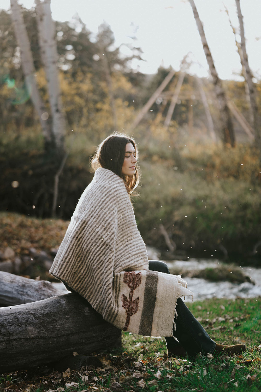 Hand Loomed Blanket - Soft Grey & Cayenne Striped Throw - Cozy Home Decor for Sofa, Bed & Winter Nights