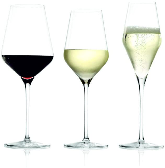 Stölzle Lausitz 18-Piece Wedding Glass Set - 6 Red Wine, 6 White Wine, 6 Champagne Glasses - Quatrophil Schloss Klafeld Crystal Glassware for Weddings, Parties & Special Occasions