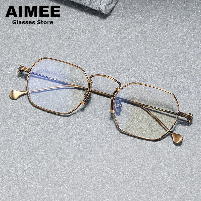 Stylish Unisex Full Rim Flat Top Polygon Titanium Eyeglasses Frame - Lightweight Durable Glasses for Men & Women - Perfect for Office, Reading & Fashion Accessories