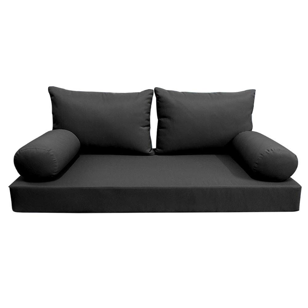 Style2 AD003 Full Size 5-Piece Knife Edge Outdoor Daybed Mattress Cushion Set with Bolster Pillows - Perfect for Patio, Poolside, and Garden Lounging