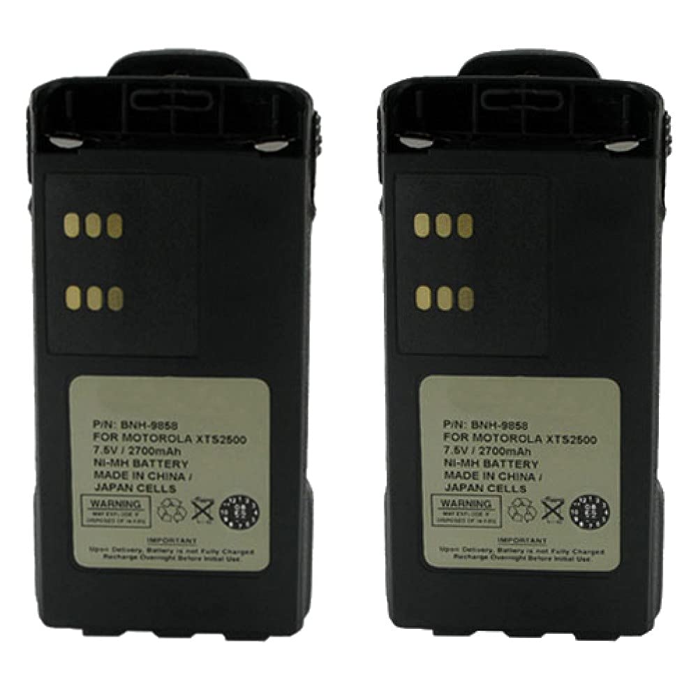Synergy Digital 2-Way Radio Rechargeable Batteries - Ni-MH 7.5V 2700mAh Replacement for Motorola NTN9851B & NTN9858 Radios - 2-Pack with EM-BNH-9858 Batteries - Perfect for Business, Security, and Outdoor Communication