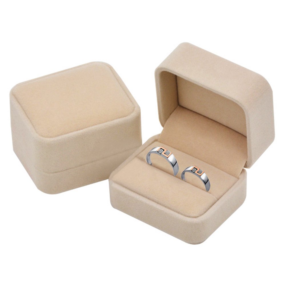 Premium Flocked Jewelry Gift Boxes for Earrings & Rings - Elegant Beige Velvet Finish - Perfect for Wedding, Birthday & Anniversary Gifts