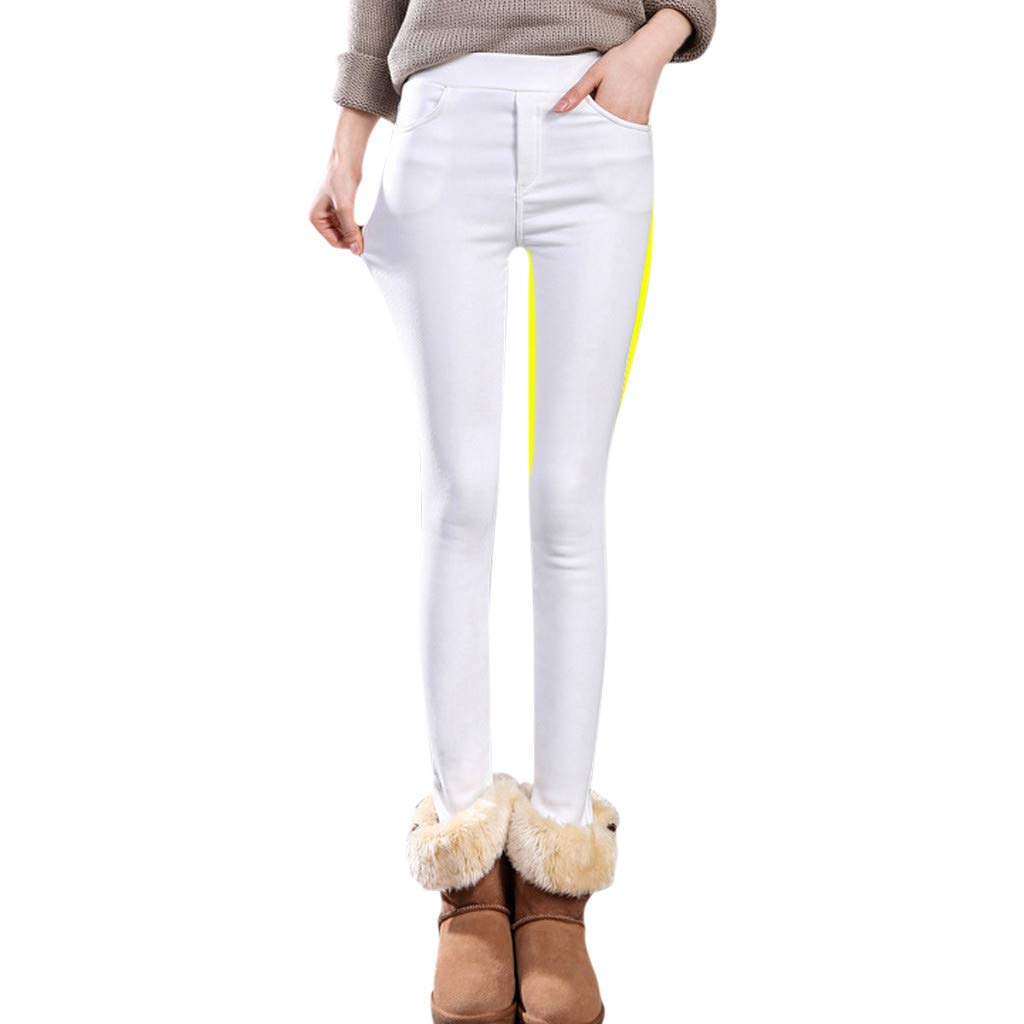 RIJJTRP Women's Velvet Thickened High-Waist Pencil Pants - Business Casual Trousers with Pockets & Stretch Fit - Office Work, Winter Wear & Smart Outfits