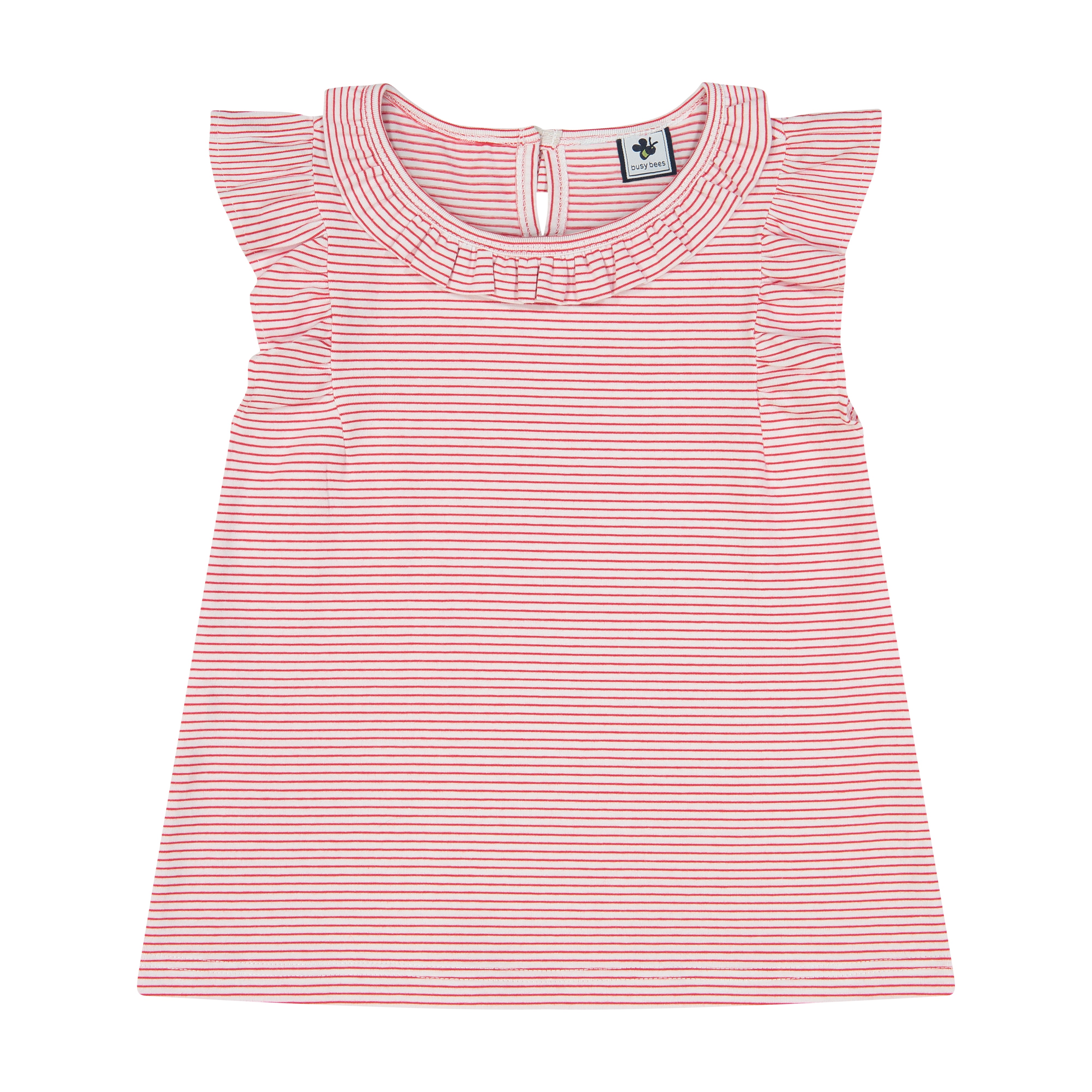 Colette Flutter Sleeve Top - Mini Red Stripe Women's Blouse for Casual Outings & Summer Parties | Flowy & Comfortable