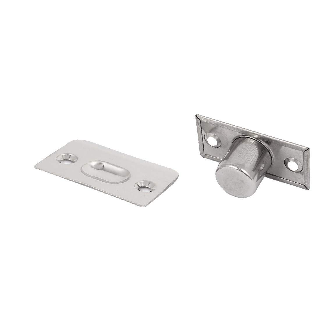 X-DREE Silver Tone Closet Door Ball Catch Latch with Strike Plate - Heavy Duty Cabinet Door Catcher for Sliding Closet, Wardrobe & Barn Doors (2 Pack)