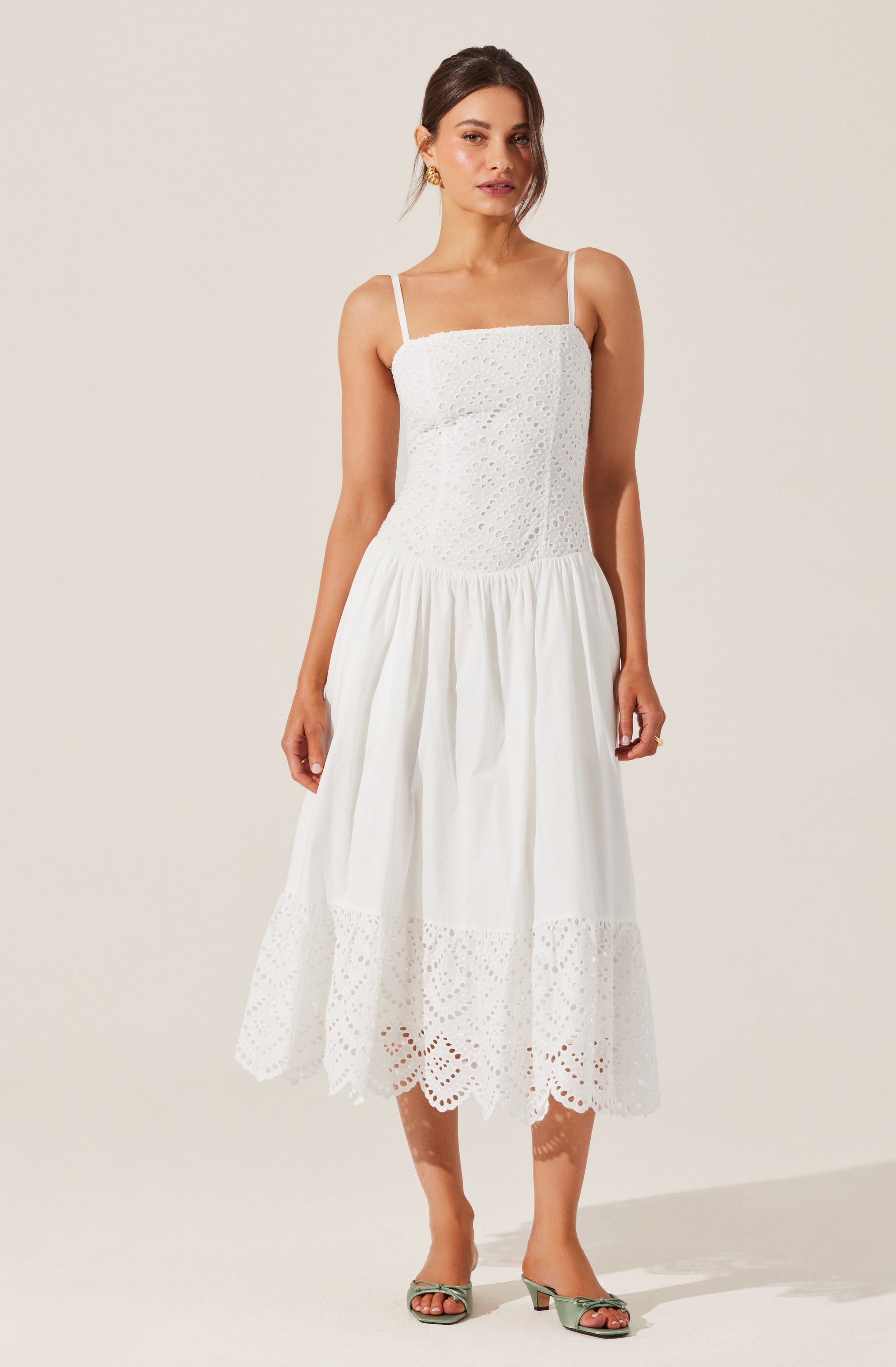 Nathalia Eyelet Midi Dress - Floral Lace Summer Dress for Women, Boho Chic Casual & Party Wear, Perfect for Beach Vacations & Date Nights