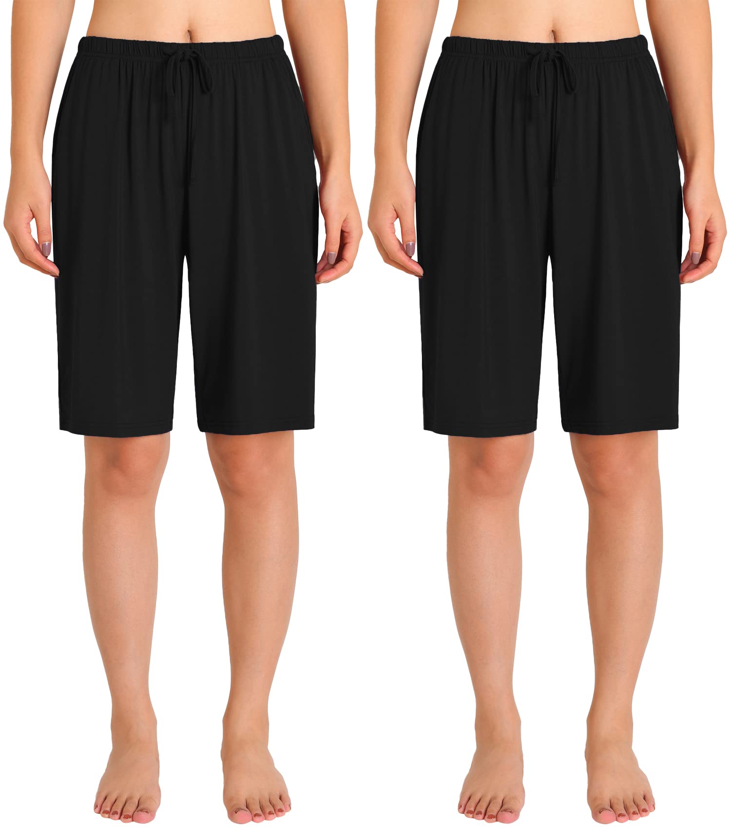 Women's Bamboo Viscose Pajama Shorts - Soft & Breathable Knee-Length Sleep Shorts for Summer Nights & Lounge Wear