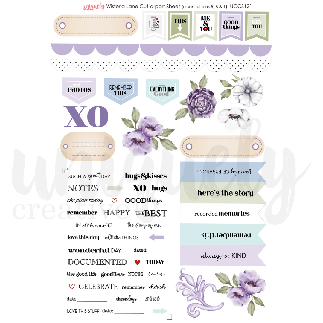 Wisteria Lane Cut a Part Sheet - High-Quality DIY Crafting Paper for Scrapbooking, Card Making, and Home Decor Projects