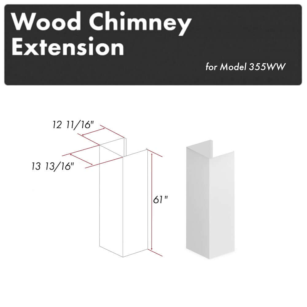 ZLINE 61 Inch Rustic Bright White Wooden Chimney Extension for Ceilings up to 12 Feet (355WW E) - Perfect for Farmhouse, Rustic, and Traditional Kitchen Designs