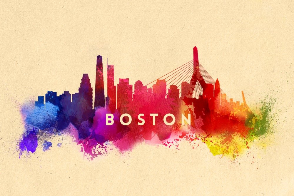 Boston Massachusetts Skyline Abstract Art Print - 12x18 Travel Poster for Wall Decor | Perfect for Home, Office & Gift Giving