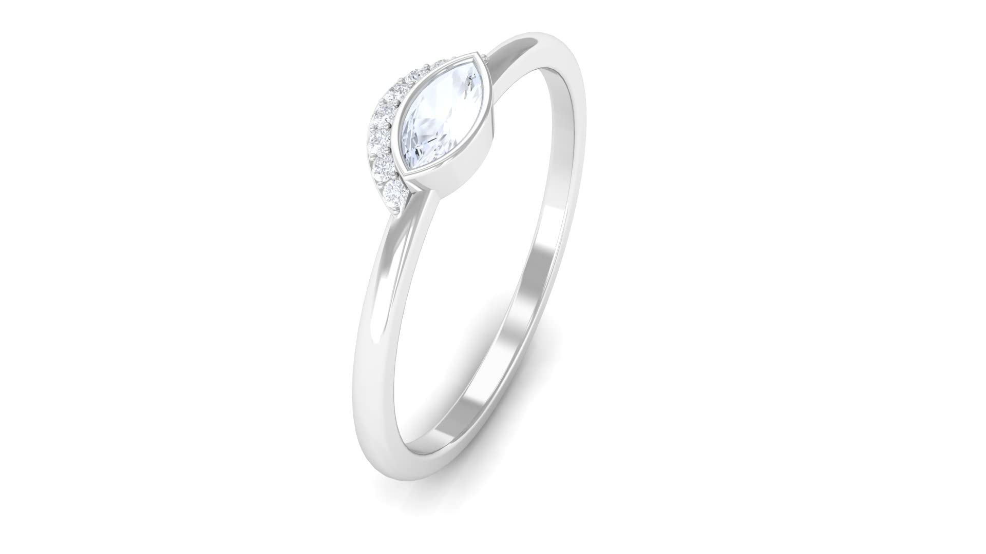 Moonstone Ring for Women - 14K Solid Gold East West Promise Ring with Diamond Half Halo | Elegant Jewelry Gift for Anniversary, Engagement & Special Occasions