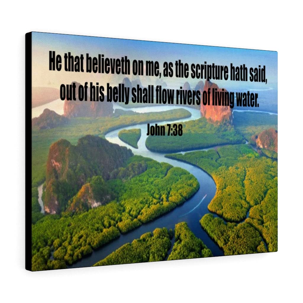 Christian Wall Art with Bible Verse John 7:38 - Scripture Print 'Living Water' Ready to Hang - Perfect for Home Decor, Church Gifts & Christian Inspiration