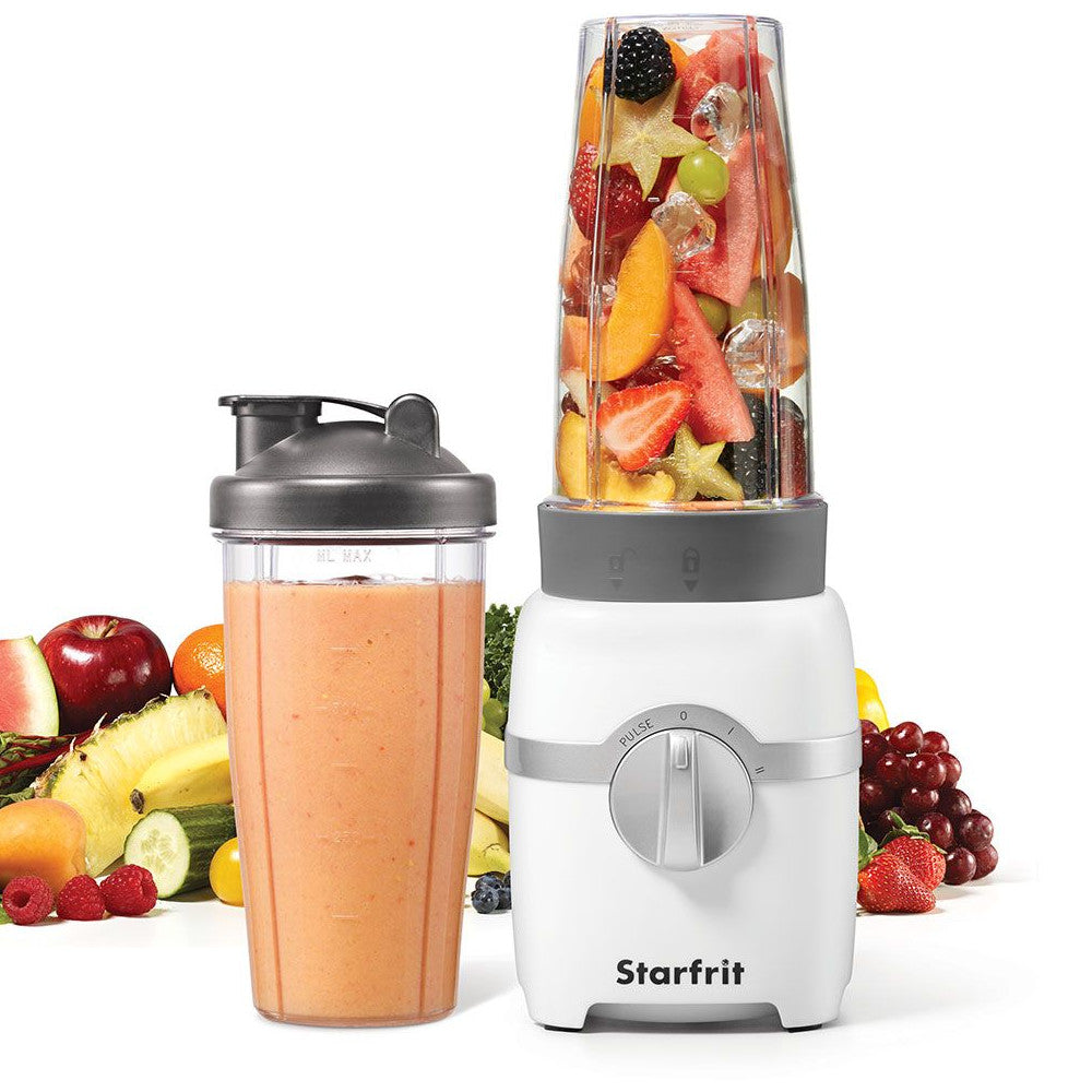 STARFRIT 024303 Personal Blender - 350W Portable Smoothie Maker for Shakes, Juices & Protein Drinks - Compact White Blender for Home, Office & Travel - BPA-Free with 20oz Tritan Cup & Rechargeable Battery